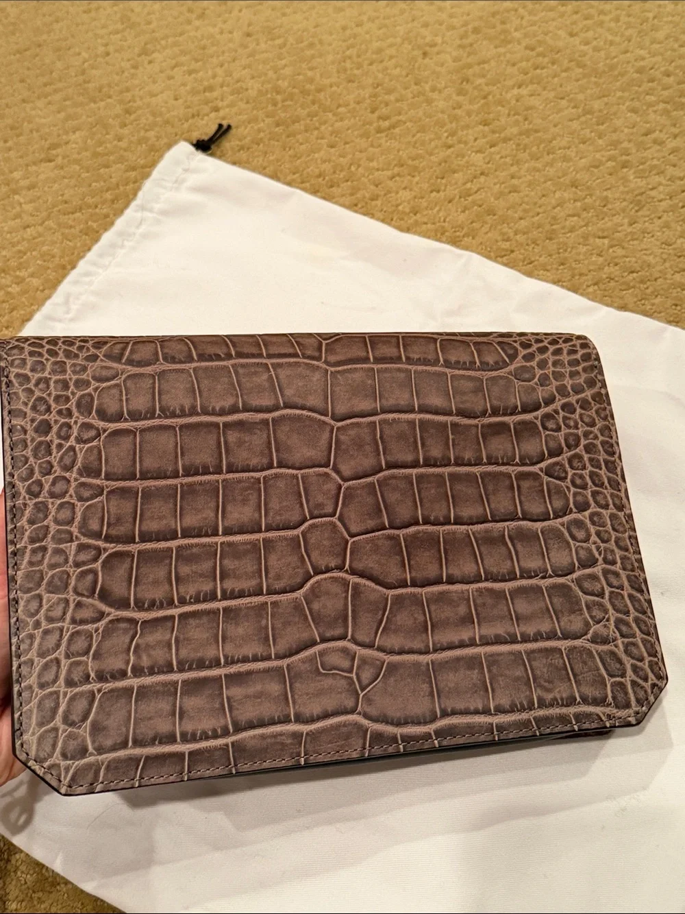Alexander Wang women’s -Embossed Leather Envelope clutch in Taupe Gray